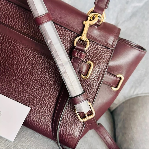 NWT Coach Blake Flap Carryall Satchel Crossbody Turn Lock Zip Burgundy Gift - Picture 3 of 14